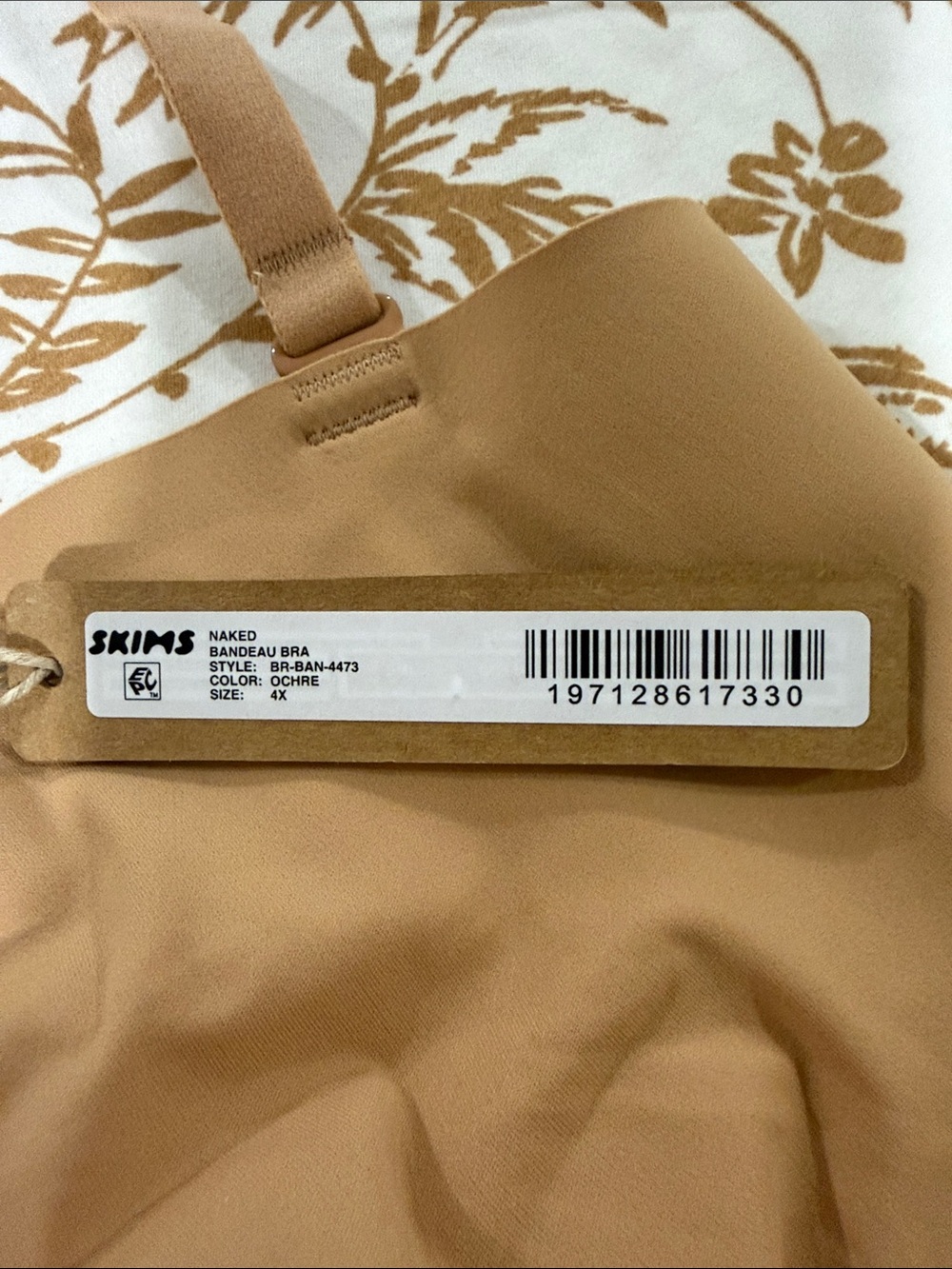 Skims set naked bandeau bra size 4x and thong panty size 2x color ochre NWT's